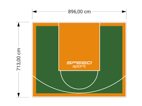 64M2/713X896CM ZIELONO-POMARAŃCZOWE BOISKO DO KOSZYKÓWKI SPEEDSPORT HEXA POWER PRO
