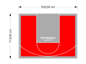 66M2/713X926CM CZERWONO-SZARE BOISKO DO KOSZYKÓWKI SPEEDSPORT HEXA POWER PRO