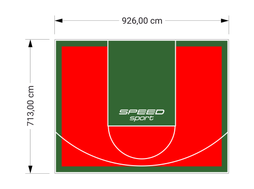 66M2/713X926CM CZERWONO-ZIELONE BOISKO DO KOSZYKÓWKI SPEEDSPORT HEXA POWER PRO