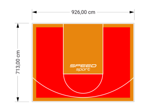 66M2/713X926CM CZERWONO-POMARAŃCZOWE BOISKO DO KOSZYKÓWKI SPEEDSPORT HEXA POWER PRO