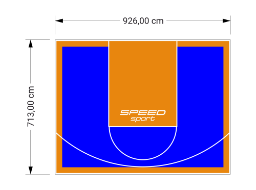 66M2/713X926CM NIEBIESKO-POMARAŃCZOWE BOISKO DO KOSZYKÓWKI SPEEDSPORT HEXA POWER PRO