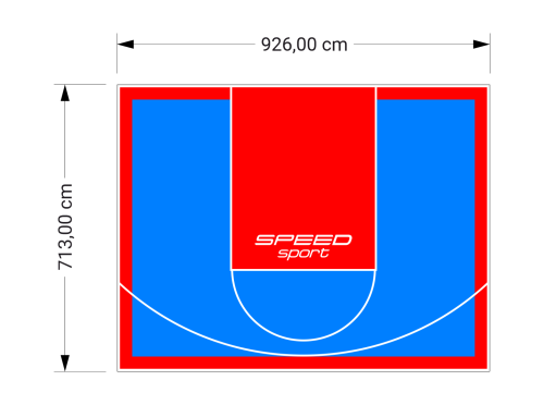 66M2/713X926CM BŁĘKITNO-CZERWONE BOISKO DO KOSZYKÓWKI SPEEDSPORT HEXA POWER PRO