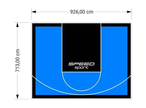 66M2/713X926CM BŁĘKITNO-CZARNE BOISKO DO KOSZYKÓWKI SPEEDSPORT HEXA POWER PRO