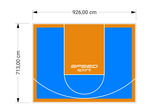 66M2/713X926CM BŁĘKITNO-POMARAŃCZOWE BOISKO DO KOSZYKÓWKI SPEEDSPORT HEXA POWER PRO