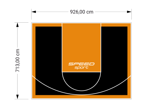 66M2/713X926CM CZARNO-POMARAŃCZOWE BOISKO DO KOSZYKÓWKI SPEEDSPORT HEXA POWER PRO