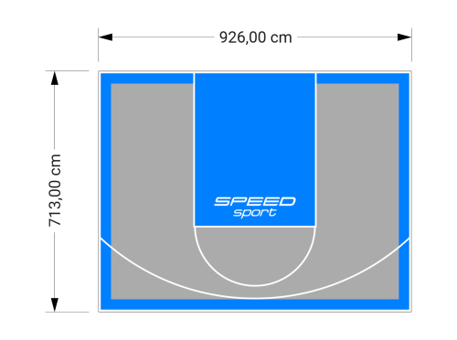 66M2/713X926CM SZARO-BŁĘKITNE BOISKO DO KOSZYKÓWKI SPEEDSPORT HEXA POWER PRO