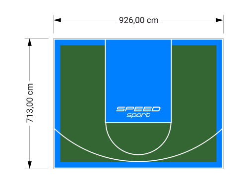 66M2/713X926CM ZIELONO-BŁĘKITNE BOISKO DO KOSZYKÓWKI SPEEDSPORT HEXA POWER PRO