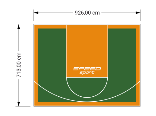 66M2/713X926CM ZIELONO-POMARAŃCZOWE BOISKO DO KOSZYKÓWKI SPEEDSPORT HEXA POWER PRO