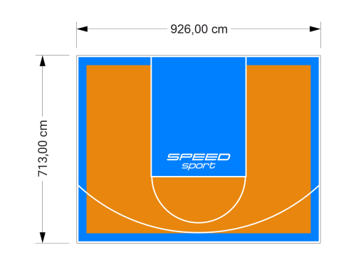 66M2/713X926CM POMARAŃCZOWO-BŁĘKITNE BOISKO DO KOSZYKÓWKI SPEEDSPORT HEXA POWER PRO