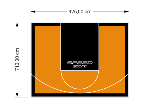 66M2/713X926CM POMARAŃCZOWO-CZARNE BOISKO DO KOSZYKÓWKI SPEEDSPORT HEXA POWER PRO