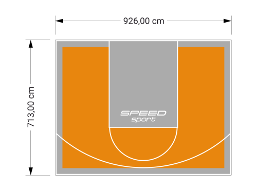 66M2/713X926CM POMARAŃCZOWO-SZARE BOISKO DO KOSZYKÓWKI SPEEDSPORT HEXA POWER PRO