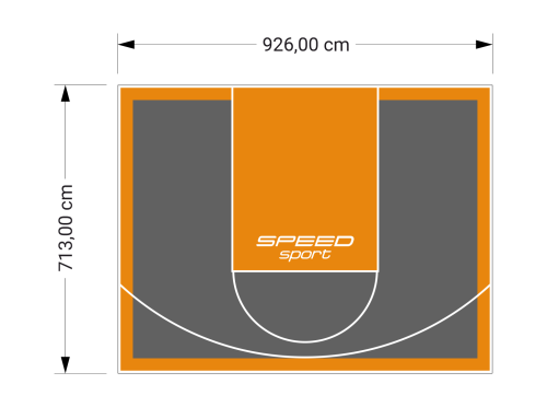66M2/713X926CM GRAFITOWO-POMARAŃCZOWE BOISKO DO KOSZYKÓWKI SPEEDSPORT HEXA POWER PRO