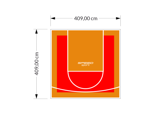 17M2/409X409CM CZERWONO-POMARAŃCZOWE BOISKO DO KOSZYKÓWKI SPEEDSPORT HEXA POWER PRO