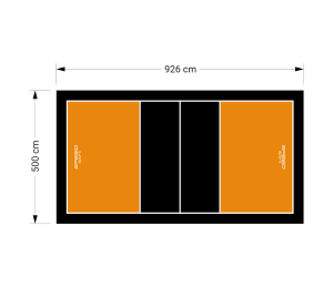 46M2/926x500CM POMARAŃCZOWO-CZARNE BOISKO DO SIATKÓWKI SPEEDSPORT HEXA POWER PRO