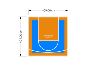 17M2/409X409CM BŁĘKITNO-POMARAŃCZOWE BOISKO DO KOSZYKÓWKI SPEEDSPORT HEXA POWER PRO