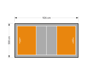 46M2/926x500CM POMARAŃCZOWO-SZARE BOISKO DO SIATKÓWKI SPEEDSPORT HEXA POWER PRO