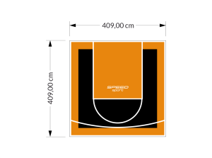 17M2/409X409CM CZARNO-POMARAŃCZOWE BOISKO DO KOSZYKÓWKI SPEEDSPORT HEXA POWER PRO