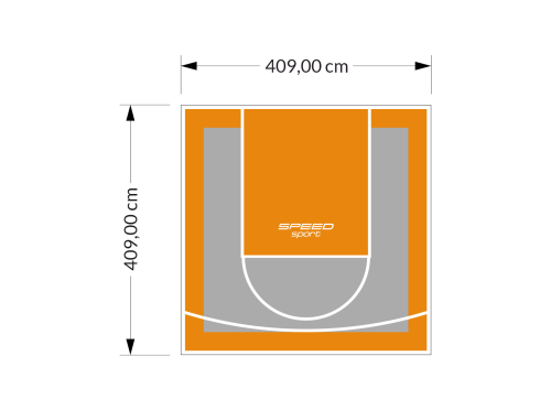17M2/409X409CM SZARO-POMARAŃCZOWE BOISKO DO KOSZYKÓWKI SPEEDSPORT HEXA POWER PRO