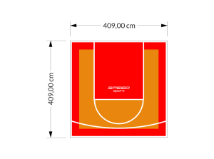 17M2/409X409CM POMARAŃCZOWO-CZERWONE BOISKO DO KOSZYKÓWKI SPEEDSPORT HEXA POWER PRO