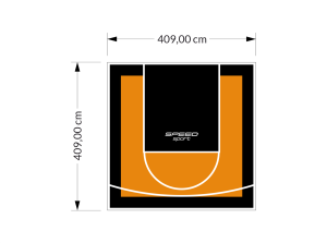 17M2/409X409CM POMARAŃCZOWO-CZARNE BOISKO DO KOSZYKÓWKI SPEEDSPORT HEXA POWER PRO