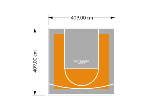 17M2/409X409CM POMARAŃCZOWO-SZARE BOISKO DO KOSZYKÓWKI SPEEDSPORT HEXA POWER PRO