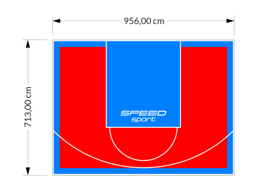 68M2/713X956CM CZERWONO-BŁĘKITNE BOISKO DO KOSZYKÓWKI SPEEDSPORT HEXA POWER PRO