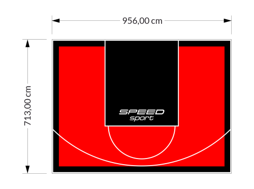 68M2/713X956CM CZERWONO-CZARNE BOISKO DO KOSZYKÓWKI SPEEDSPORT HEXA POWER PRO