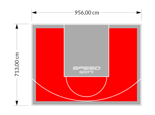 68M2/713X956CM CZERWONO-SZARE BOISKO DO KOSZYKÓWKI SPEEDSPORT HEXA POWER PRO