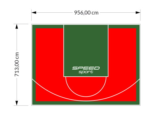 68M2/713X956CM CZERWONO-ZIELONE BOISKO DO KOSZYKÓWKI SPEEDSPORT HEXA POWER PRO