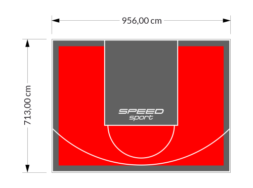 68M2/713X956CM CZERWONO-GRAFITOWE BOISKO DO KOSZYKÓWKI SPEEDSPORT HEXA POWER PRO