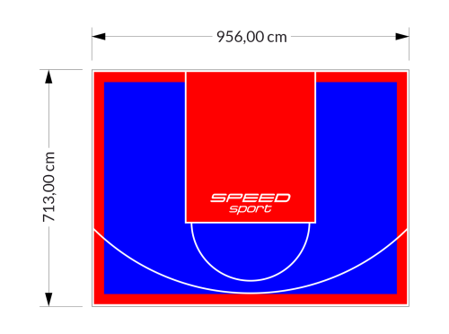 68M2/713X956CM NIEBIESKO-CZERWONE BOISKO DO KOSZYKÓWKI SPEEDSPORT HEXA POWER PRO