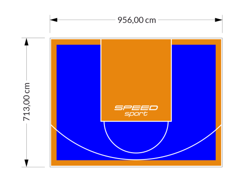 68M2/713X956CM NIEBIESKO-POMARAŃCZOWE BOISKO DO KOSZYKÓWKI SPEEDSPORT HEXA POWER PRO