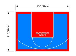 68M2/713X956CM BŁĘKITNO-CZERWONE BOISKO DO KOSZYKÓWKI SPEEDSPORT HEXA POWER PRO