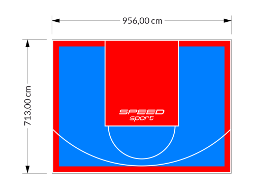 68M2/713X956CM BŁĘKITNO-CZERWONE BOISKO DO KOSZYKÓWKI SPEEDSPORT HEXA POWER PRO