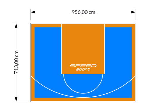68M2/713X956CM BŁĘKITNO-POMARAŃCZOWE BOISKO DO KOSZYKÓWKI SPEEDSPORT HEXA POWER PRO