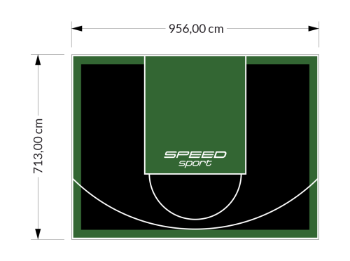 68M2/713X956CM CZARNO-ZIELONE BOISKO DO KOSZYKÓWKI SPEEDSPORT HEXA POWER PRO