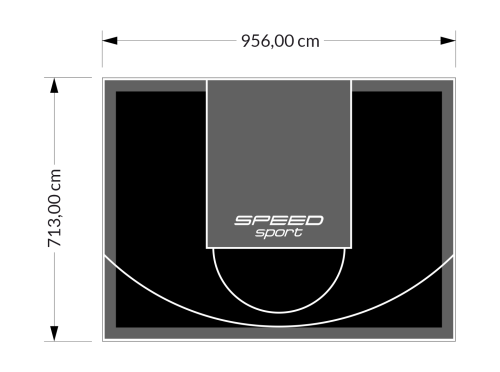 68M2/713X956CM CZARNO-GRAFITOWE BOISKO DO KOSZYKÓWKI SPEEDSPORT HEXA POWER PRO