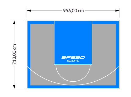 68M2/713X956CM SZARO-BŁĘKITNE BOISKO DO KOSZYKÓWKI SPEEDSPORT HEXA POWER PRO
