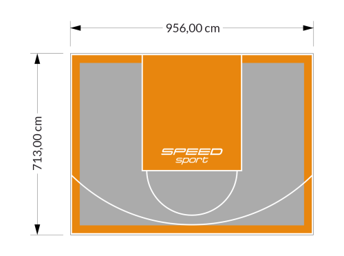 68M2/713X956CM SZARO-POMARAŃCZOWE BOISKO DO KOSZYKÓWKI SPEEDSPORT HEXA POWER PRO