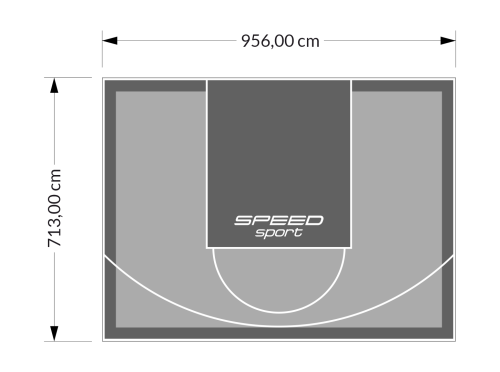 68M2/713X956CM SZARO-GRAFITOWE BOISKO DO KOSZYKÓWKI SPEEDSPORT HEXA POWER PRO