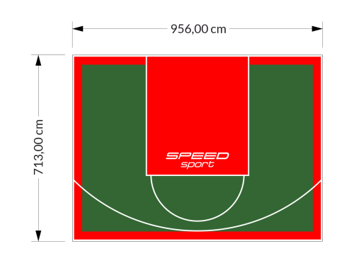 68M2/713X956CM ZIELONO-CZERWONE BOISKO DO KOSZYKÓWKI SPEEDSPORT HEXA POWER PRO