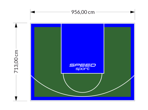 68M2/713X956CM ZIELONO-NIEBIESKIE BOISKO DO KOSZYKÓWKI SPEEDSPORT HEXA POWER PRO
