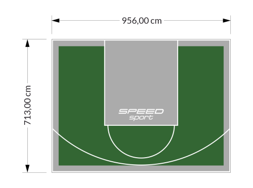 68M2/713X956CM ZIELONO-SZARE BOISKO DO KOSZYKÓWKI SPEEDSPORT HEXA POWER PRO