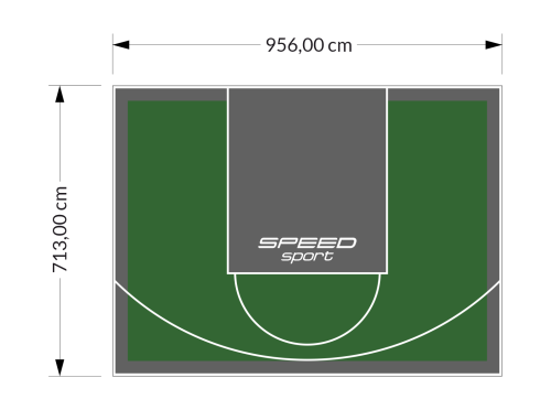 68M2/713X956CM ZIELONO-GRAFITOWE BOISKO DO KOSZYKÓWKI SPEEDSPORT HEXA POWER PRO