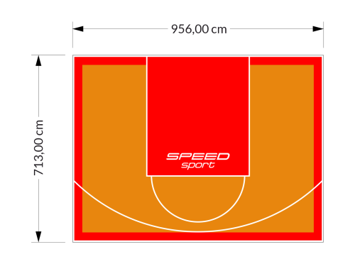 68M2/713X956CM POMARAŃCZOWO-CZERWONE BOISKO DO KOSZYKÓWKI SPEEDSPORT HEXA POWER PRO