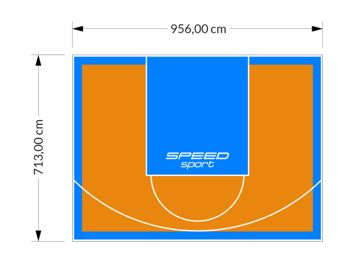 68M2/713X956CM POMARAŃCZOWO-BŁĘKITNE BOISKO DO KOSZYKÓWKI SPEEDSPORT HEXA POWER PRO