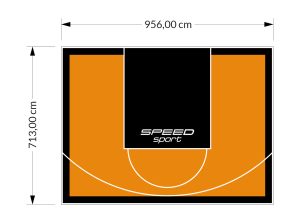 68M2/713X956CM POMARAŃCZOWO-CZARNE BOISKO DO KOSZYKÓWKI SPEEDSPORT HEXA POWER PRO