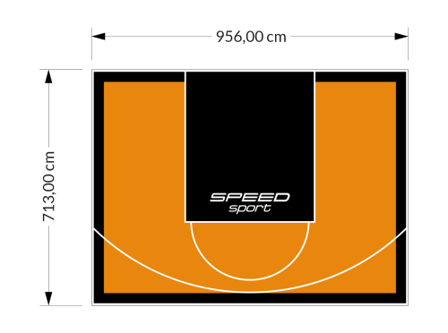 68M2/713X956CM POMARAŃCZOWO-CZARNE BOISKO DO KOSZYKÓWKI SPEEDSPORT HEXA POWER PRO