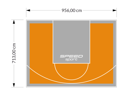 68M2/713X956CM POMARAŃCZOWO-SZARE BOISKO DO KOSZYKÓWKI SPEEDSPORT HEXA POWER PRO