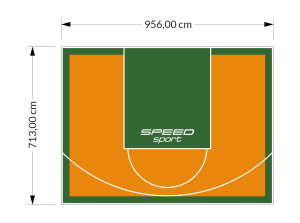68M2/713X956CM POMARAŃCZOWO-ZIELONE BOISKO DO KOSZYKÓWKI SPEEDSPORT HEXA POWER PRO